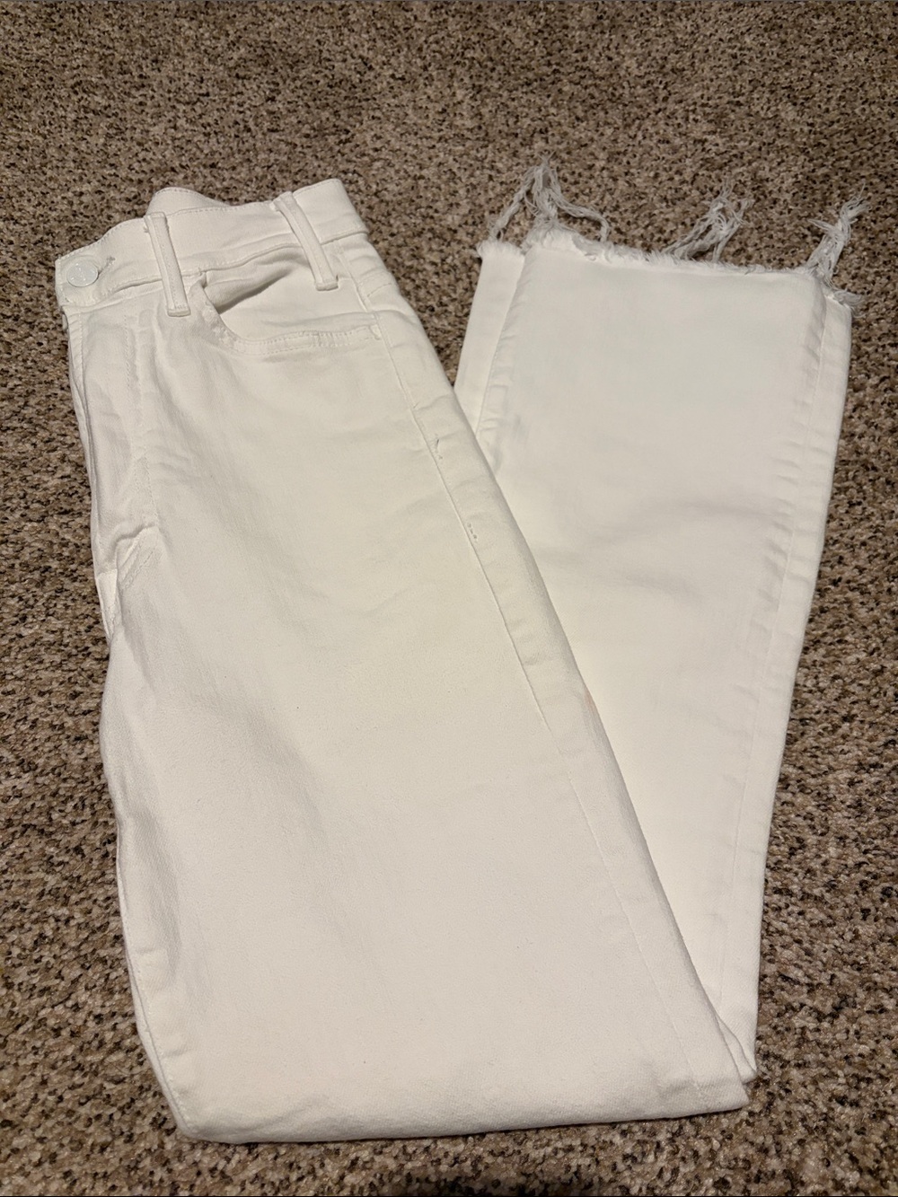 Women's Mother White High-Rise Jeans The Hustler Ankle Fray Size 26